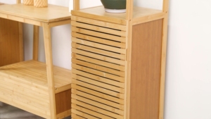 3 Tiers <strong>Tall</strong> <strong>Free</strong> <strong>Standing</strong> Bamboo Wooden <strong>Cabinet</strong> with Doors Shelves Home Storage Rack <strong>Cabinet</strong> for <strong>Bathroom</strong> - Product Image 4