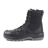 Bottes de sécurité montantes à embout d'acier en cuir litchi noir antidérapantes unisexe pour le travail, la construction, l'usine, l'exploitation minière Printemps-Été