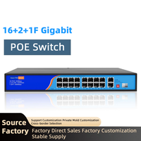 Approvisionnement transfrontalier spécial pour 16 + 2 + 1 Baccarat POESwitch16 Port 100M Standard POE Surveillance de sécurité Personnalisation OEM