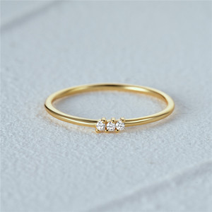 CANNER Minimalist <b>Silver</b> 925 Dainty Thin <b>Stacking</b> <b>Rings</b> Jewelry 1.5MM Triple Stone 18k Yellow Gold <b>Ring</b> Foir Women Wholesale - Product Image 3