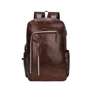 Sac à Dos en <span class=keywords><strong>Cuir</strong></span> PU Imperméable pour <span class=keywords><strong>Homme</strong></span> Sac à Dos Intelligent de <span class=keywords><strong>Luxe</strong></span> pour Ordinateur Portable avec USB Marron Style Fashion Vintage - Product Image 1