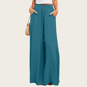 Nuovi <span class=keywords><strong>pantaloni</strong></span> a gamba larga da <span class=keywords><strong>donna</strong></span> primavera-estate <span class=keywords><strong>con</strong></span> cintura elastica e gonna lunga a <span class=keywords><strong>vita</strong></span> alta a gamba larga - Product Image 1