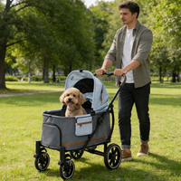 Poussette pliable en tissu de lin pour animaux de compagnie, chariot de transport pour chiens et chats, en tube d'acier, prix d'usine, personnalisable, pour grands chiens