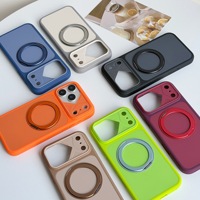 Casing Ponsel Layar Besar dengan Dudukan Magnetik Berputar untuk iPhone 17ProMax 16 15 14 Ramah Kulit 13 12 Desain Dua Warna