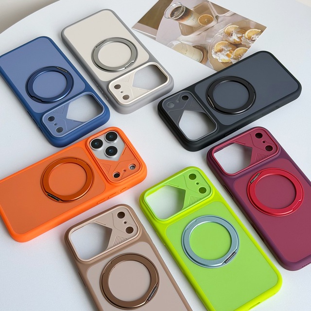 Large-screen Rotating Magnetic Stand Phone Case for for iPhone 17ProMax 16 15 14 Skin-friendly 13 12 Dual-color Design Cover