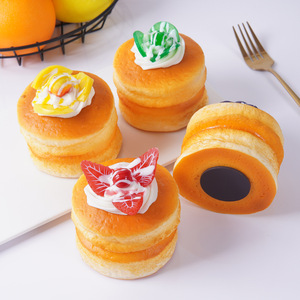 Simulated fruit honey crepe cake quick <b>rebound</b> squeeze decompression toy fake cake home decoration refrigerator magnet - Product Image 1