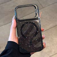 Étui de téléphone magnétique brillant avec support d'objectif en métal de qualité supérieure pour iPhone 18 Pro Max