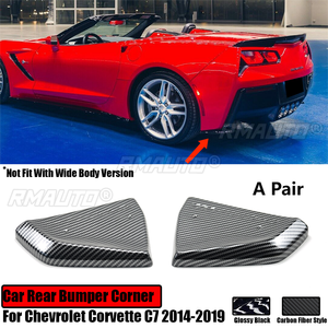 For Chevrolet Corvette C7 2014-2019 Car Rear Bumper Corner Side Diffusers Splitter Spoiler Fender Glossy Black Carbon Fiber Look - Product Image 1