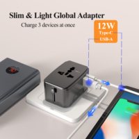 Adaptador de Viaje Universal Mini FOXCAN (USB-C/USB-A) PD 12W, Cargador de Pared Todo en Uno para Portátil