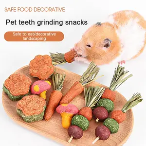 3 pièces Hamster carotte dentition fournitures herbe gâteau jouet tout naturel nutritif carotte lapin collations dorées - Product Image 1