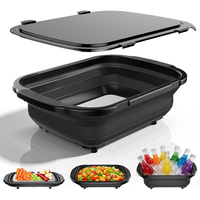 Planche à découper pliable grande taille (18L) noire KITCHENCARE, prix usine, bac de préparation pour repas et aliments, idéal pour le barbecue