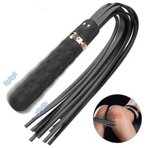 Jouet sexuel unisexe SM Fouet en cuir à glands COS Maître Serviteur Vibrateur corporel rechargeable - Product Image 3