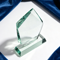 Trophée en verre cristal transparent vierge en vrac pour enfants, école, plaque de récompense en verre pour présentation