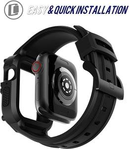 Bracelet pour <span class=keywords><strong>Apple</strong></span> <span class=keywords><strong>Watch</strong></span> 44 mm Série 4 Série 6/5/<span class=keywords><strong>SE</strong></span>, Bracelet de sport robuste en TPU avec étui de <span class=keywords><strong>protection</strong></span> intégrale pour hommes/femmes - Product Image 5