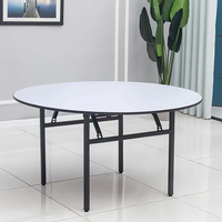 Table de banquet ronde pliante en PVC de 180 cm, mobilier d'hôtel moderne en fer forgé, vente en gros