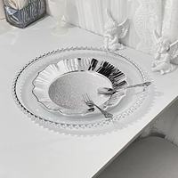 Klassieke transparante zilverdraad kralenrand fruit schaal bruiloftsbanket Europese stijl decoratieve dienblad gebak snack schaal