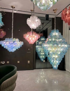 โคมไฟระย้ามูราโน่สไตล์โมเดิร์นแบบปรับความสูงได้ แสงสีขาวอบอุ่น โครงเหล็กเคลือบโครเมียม รับประกัน 5 ปี - Product Image 3