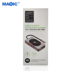 Nuevo concentrador multifunción 9 en 1 Tipo C a HDMI PD <span class=keywords><strong>USB</strong></span> SD TF <span class=keywords><strong>VGA</strong></span> Audio RJ45 tipo C adaptador cargador inalámbrico estación de acoplamiento - Product Image 6