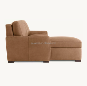 Sassanid OEM Modern Luxury Indoor Home Furniture Room Maxwell Leather <b>Sleeper</b> <b>Sofa</b>-Chaise Sectional - Product Image 4