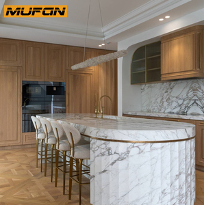 Gabinetes <span class=keywords><strong>de</strong></span> Cocina Minimalistas y Delgados con Acabado Shaker, Gabinetes <span class=keywords><strong>de</strong></span> Cocina Personalizados <span class=keywords><strong>de</strong></span> Madera <span class=keywords><strong>de</strong></span> Roble Blanco con Revestimiento <span class=keywords><strong>de</strong></span> Chapa, Isla con Ranuras y Cajones con Sistema <span class=keywords><strong>de</strong></span> Cola <span class=keywords><strong>de</strong></span> Golondrina - Product Image 1
