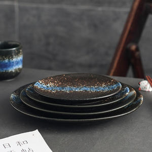 Assiettes à dîner en céramique <span class=keywords><strong>de</strong></span> style japonais minimaliste, personnalisables, écologiques, 6 pouces, 8 pouces, 9 pouces, pour le petit-déjeuner, le steak, les nouilles - Product Image 2