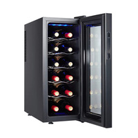 Refroidisseur à vin électrique compact en acier inoxydable, capacité de 6/8/12 bouteilles, porte en verre, refroidisseur de boissons, design moderne, hôtel, maison