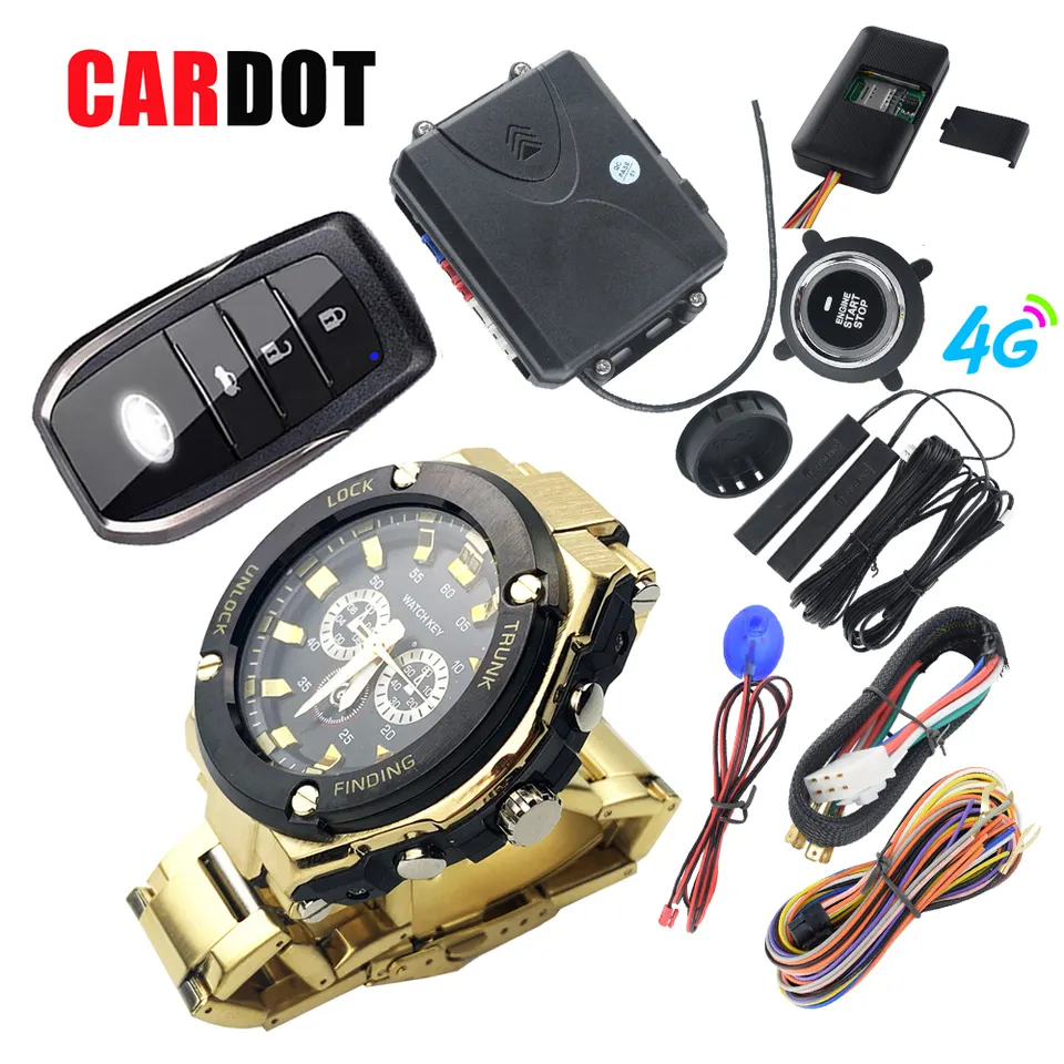 Car Accessories Watch Key 4G Smart Phone Control Keyless Entry Remote Push Start Stop Car Alarm System