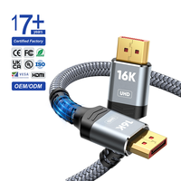 Cable DisplayPort 2.1 de Alta Velocidad, 16K 60Hz 8K 120Hz 4K 240Hz, HDCP, DSC 1.2a, HDR10, FreeSync, G-Sync para Gráficos