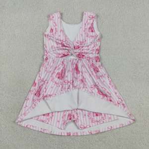 Robe de yoga respirante sans manches à imprimé château rayé rose pour bébé fille GSD3815 RTS, longueur genou, vente en gros - Product Image 2