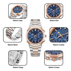 นาฬิกาข้อมือควอตซ์ผู้ชายแบรนด์ดัง ดีไซน์ดั้งเดิม สายสแตนเลสทั้งหมด กันน้ำ หรูหรา - Product Image 4