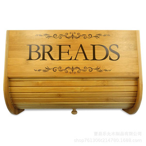 Wooden Bread Box Bamboo Single Layer Roller Shutter Door <b>Storage</b> <b>Kitchen</b> Multi Purpose Organizing Box - Product Image 4