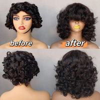 Perruque Vrai Cheveux Cheveux Indiens, Perruques de cheveux humains vierges, Sdd Perruques de cheveux humains Bob naturels avec frange