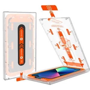 Magic box-Protector de pantalla de teléfono móvil, película de vidrio templado 2.5D con pegamento completo 9H para iPhone 13 mini 13 12 11 con caja mágica