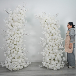 Arreglo Floral para Boda, Arco de Flores, Rosa Blanca, Arco de Cuerno, Flores Artificiales para Decoración del Pasillo de Boda - Product Image 1