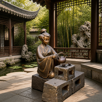 Statue de cérémonie du thé : Deux femmes buvant du thé, vaguelettes d'eau, décoration de table de jardin