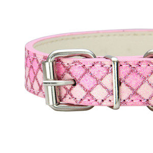 Alta calidad brillante al por mayor <span class=keywords><strong>Bling</strong></span> PU material Plaid perro <span class=keywords><strong>collar</strong></span> cuero mascota - Product Image 4