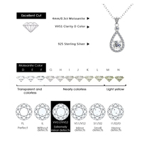 Certificat GRA Pendentif Moissanite Luxe Plaqué Or 18K Délicat Argent Sterling 925 Hypoallergénique Bijoux Moissants