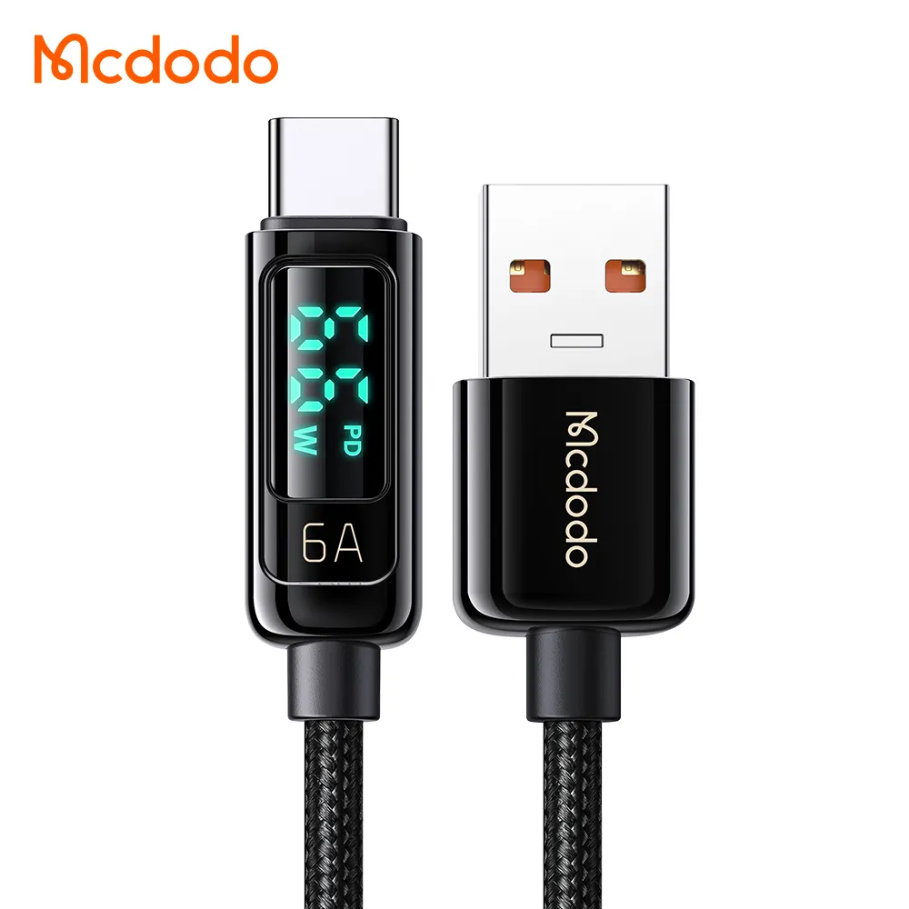 Digital Display C-type Data Android Cables Usb Tipo C 6A Super Fast Charge Cable SCP FCP AFC VOOC Cell Phone Cable