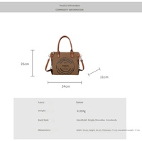 Sac fourre-tout en toile à imprimé lettres pour femmes, grande capacité, décontracté, sac à bandoulière pour le quotidien, le shopping, le travail, les voyages – En stock