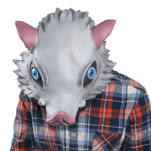 Máscara Facial Completa de Látex, <span class=keywords><strong>Cosplay</strong></span> de Anime, Hashibira <span class=keywords><strong>Inosuke</strong></span>, Cabeza de Jabalí, Casco Divertido y Aterrador para Fiestas de Halloween y Navidad - Product Image 5