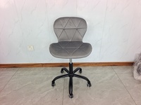 Chaise pivotante pour bureau à domicile, petite chaise de bureau rembourrée en velours gris