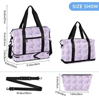Sac de voyage pliable pour femme en nylon avec imprimé personnalisé de fleurs de palaka violettes d'Hawaï, 2 pièces, avec compartiment pour chaussures