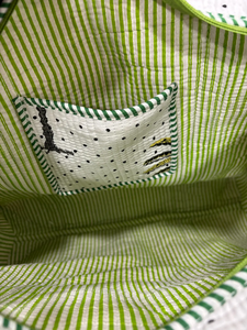 <b>White</b> Floral Quilted <b>Tote</b> <b>Bag</b> Travel Shoulder <b>Bag</b> Grocery Shopping <b>Bag</b> Vacation Beach <b>Tote</b> Reusable Cotton Carryall - Product Image 2