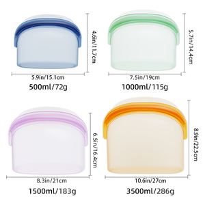 Lot de 4 sacs en silicone personnalisés pour aliments, écologiques, lavables, réutilisables, de qualité alimentaire, pour congélateur - Product Image 2