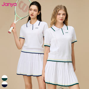 Conjunto de Dos Piezas de Ropa Deportiva para <span class=keywords><strong>Mujer</strong></span> Janya, Camiseta de Golf de Manga Corta con Cuello Polo, Minifaldas Plisadas con Bloques de Color, para <span class=keywords><strong>Tenis</strong></span> y Pickleball - Product Image 1