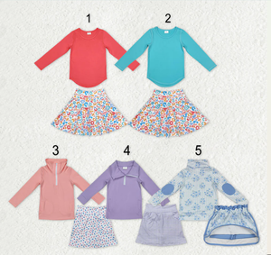 Sibling Baby Girls Zipper Pullovers Shirts Top Floral Skorts Yoga Sets - Product Image 1
