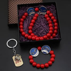 อะนิเมะหนึ่งชิ้นพอร์ตแก็สเอซลูกปัดสีแดงลูฟี่สร้อยคอและกำไลเสน่ห์ชุดจี้คอสเพลย์ยืนเครื่องประดับ - Product Image 1