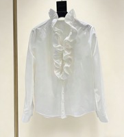 Chemise à col en V à volants, manches longues, coupe ample, flatteuse pour la silhouette, élégante et polyvalente