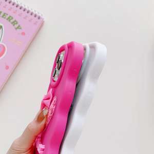 Funda de teléfono ondulada con lazo brillante, decoración líquida de corazón de amor dulce, fundas de teléfono 3D personalizadas para <span class=keywords><strong>iPhone</strong></span> 13 15 16 Pro Max - Product Image 5