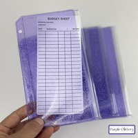 Enveloppes à monnaie en PVC transparent pailleté pré-perforées A6, pochettes souples et durables pour classeur de budget, pochettes pour défi d'épargne, faible MOQ